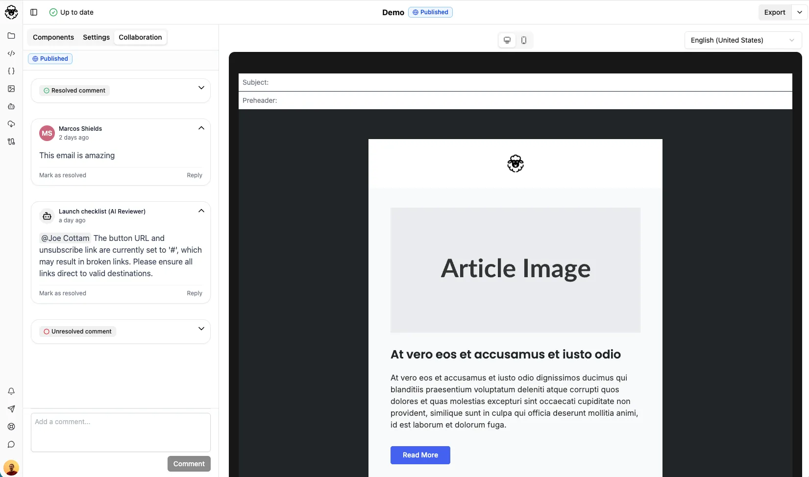 AI Review Agent adding feedback comments