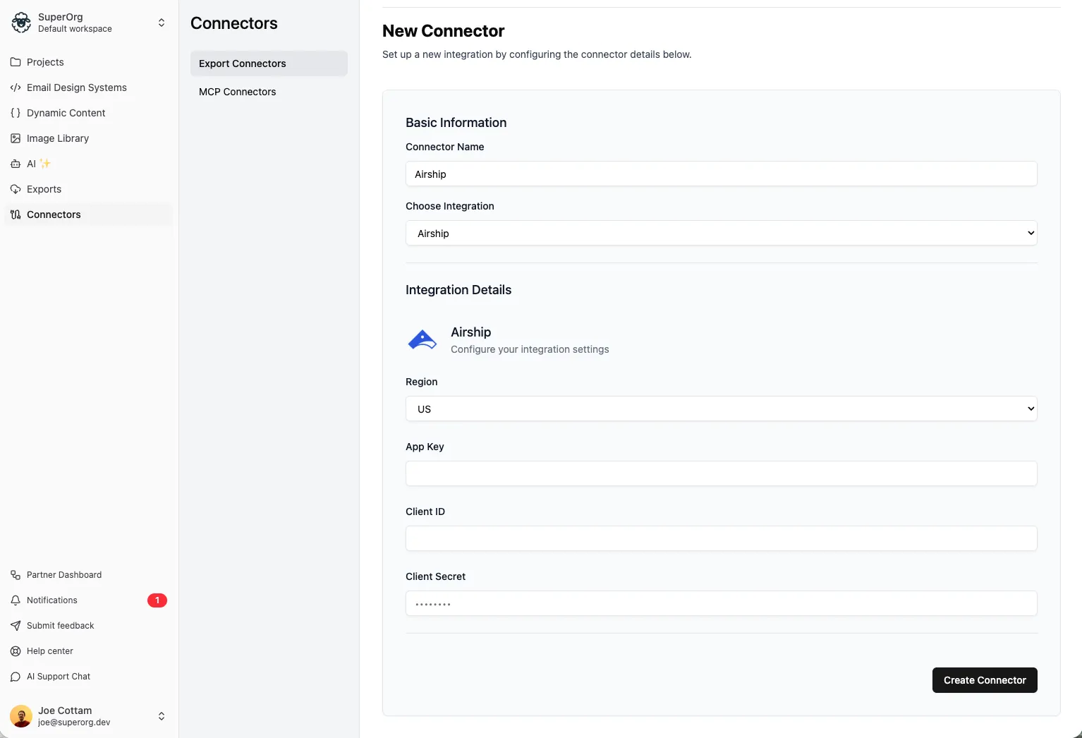 Airship Connector Setup