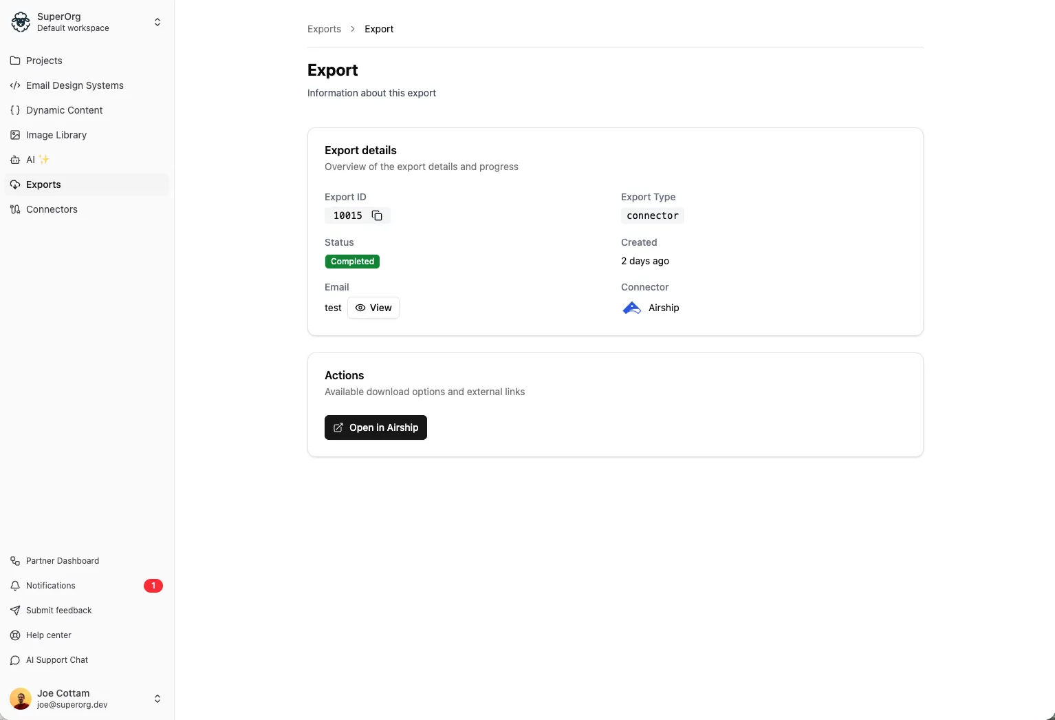 Export in progress