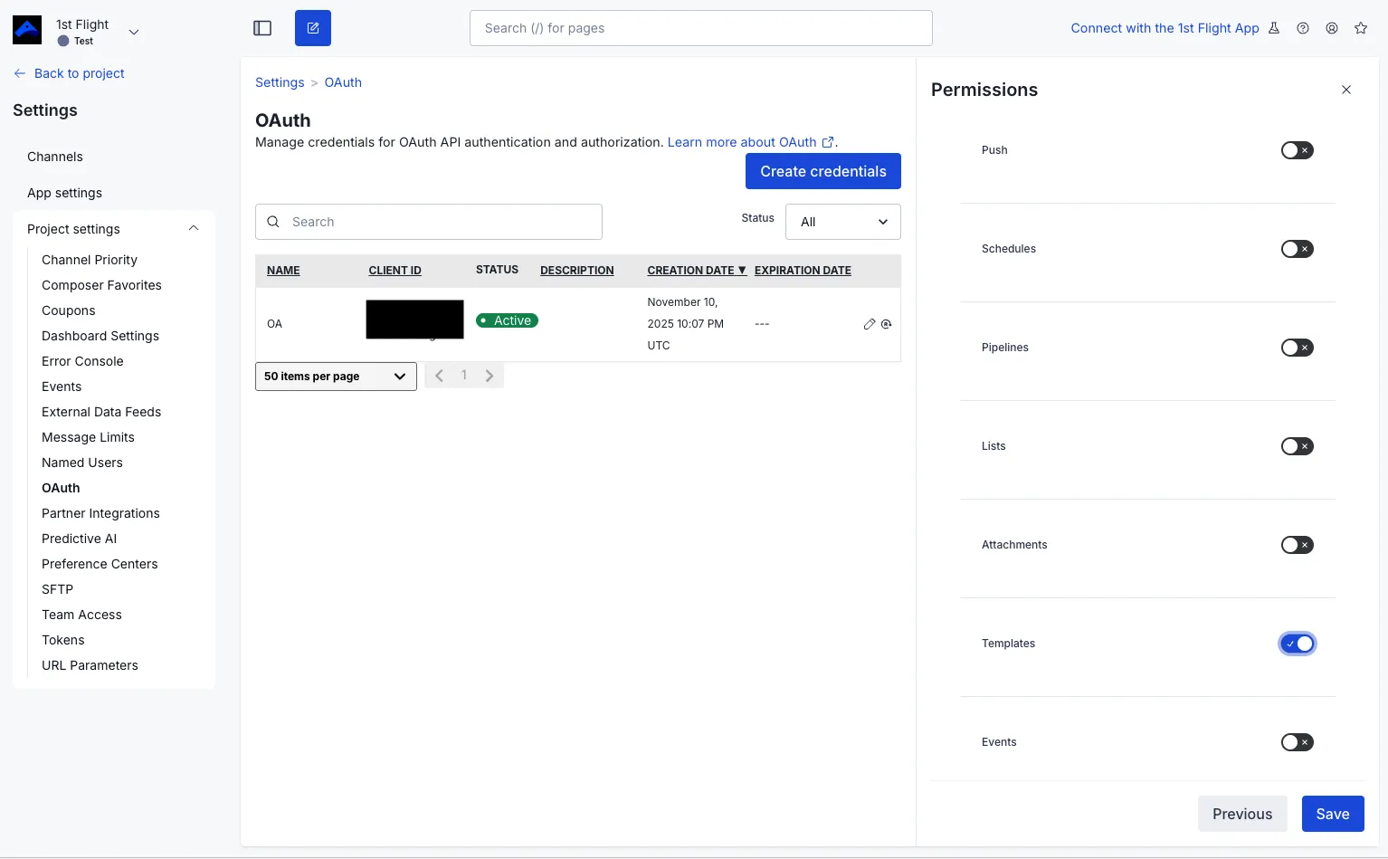 Airship permissions selection