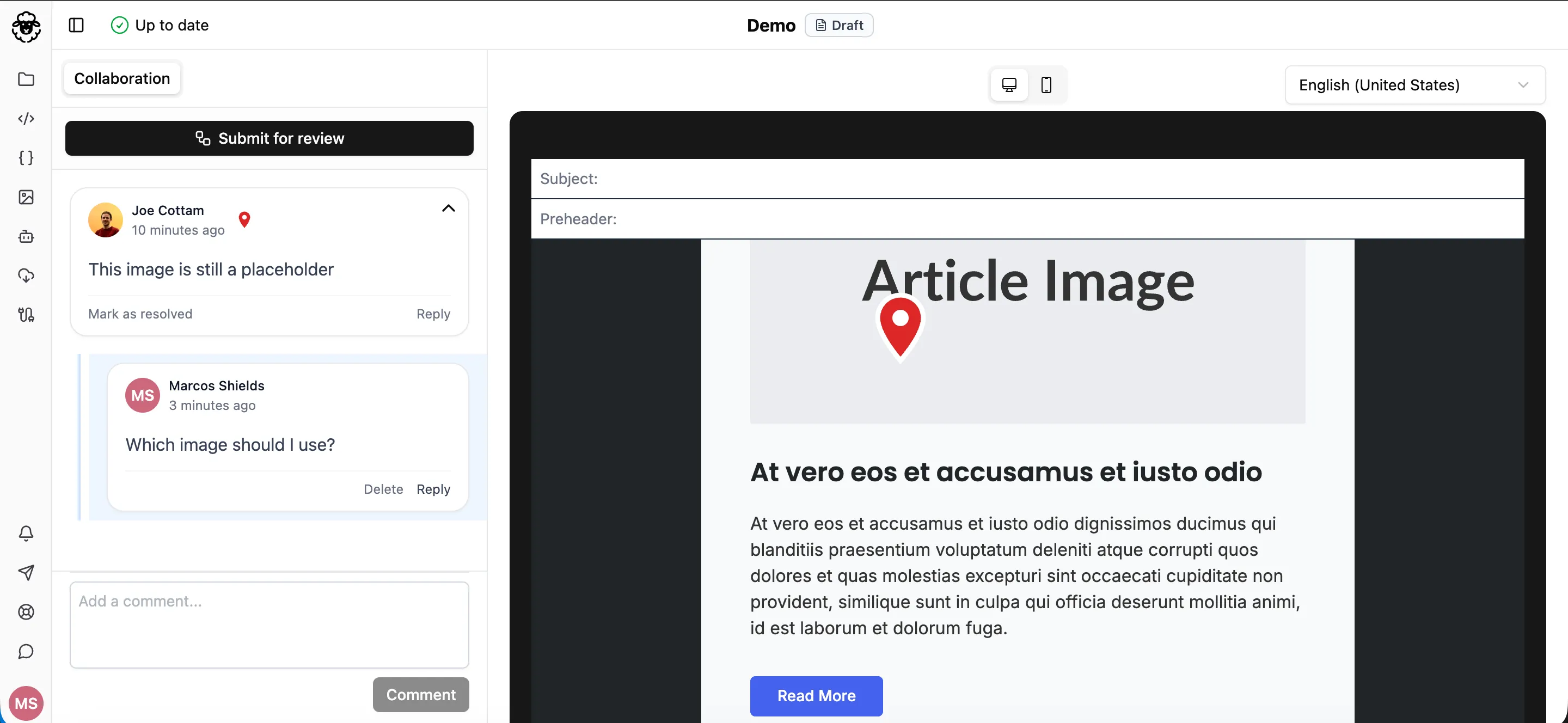 Comment thread with multiple replies