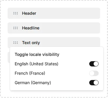 Toggle locale visibility with the component hidden in French
