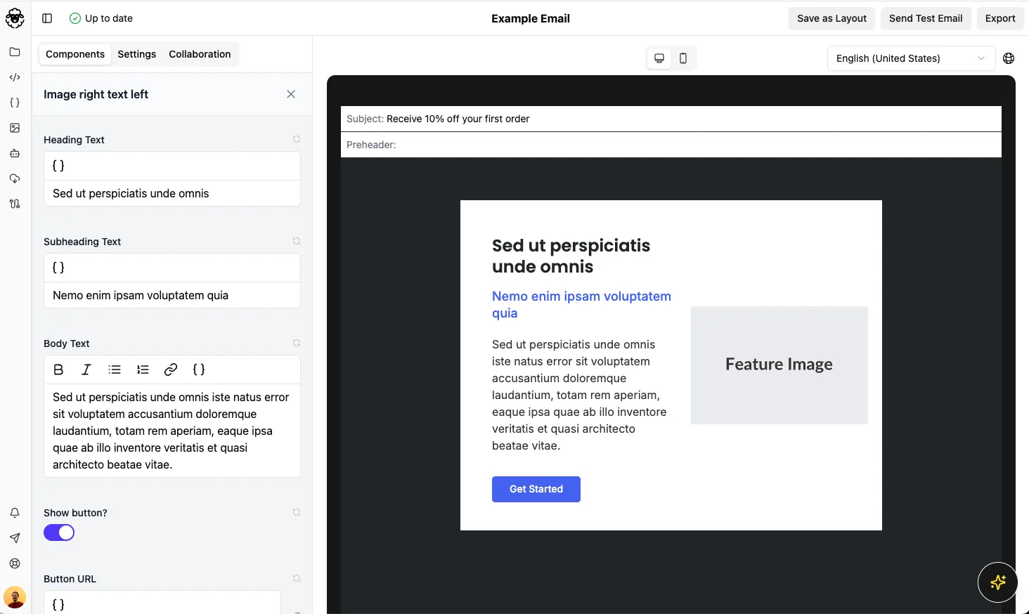 Component fields list