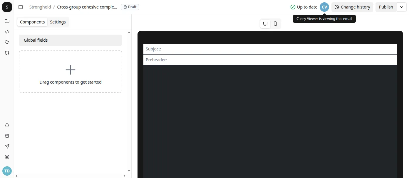A collaborator's presence icon in the editor top bar