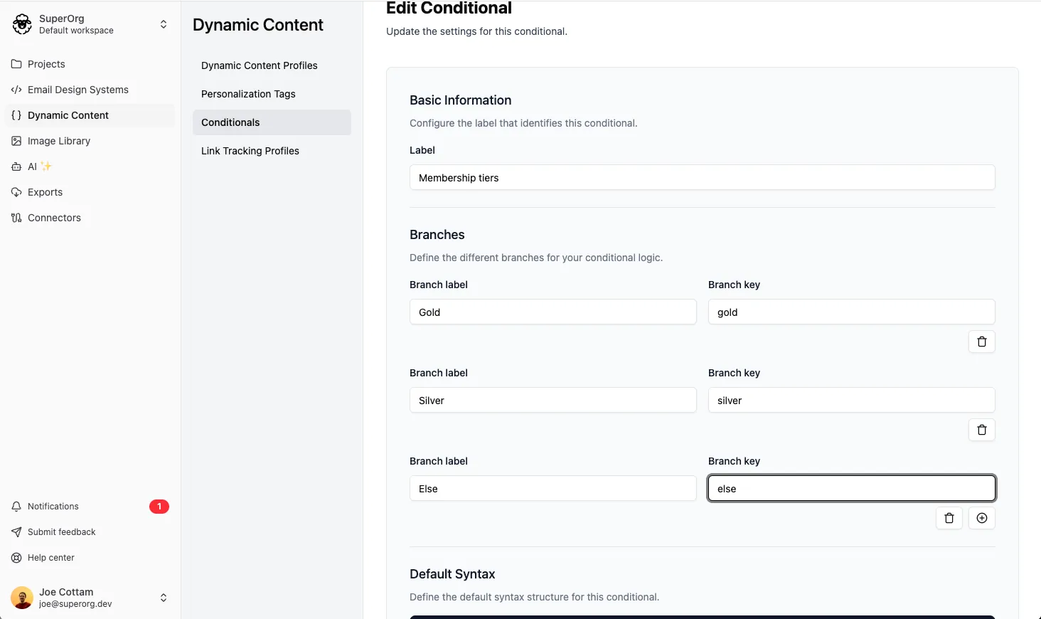 Conditional branches