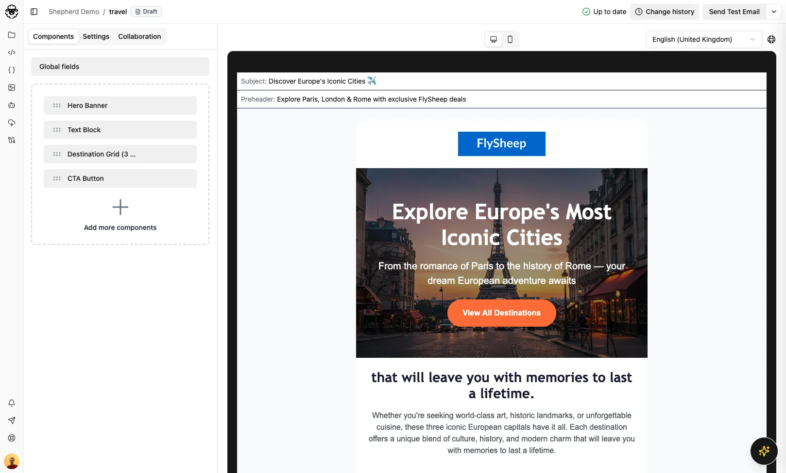 EmailShepherd visual email editor