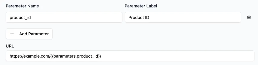 Screenshot of parameter configuration
