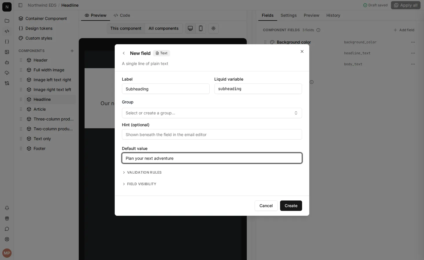 Adding a text field