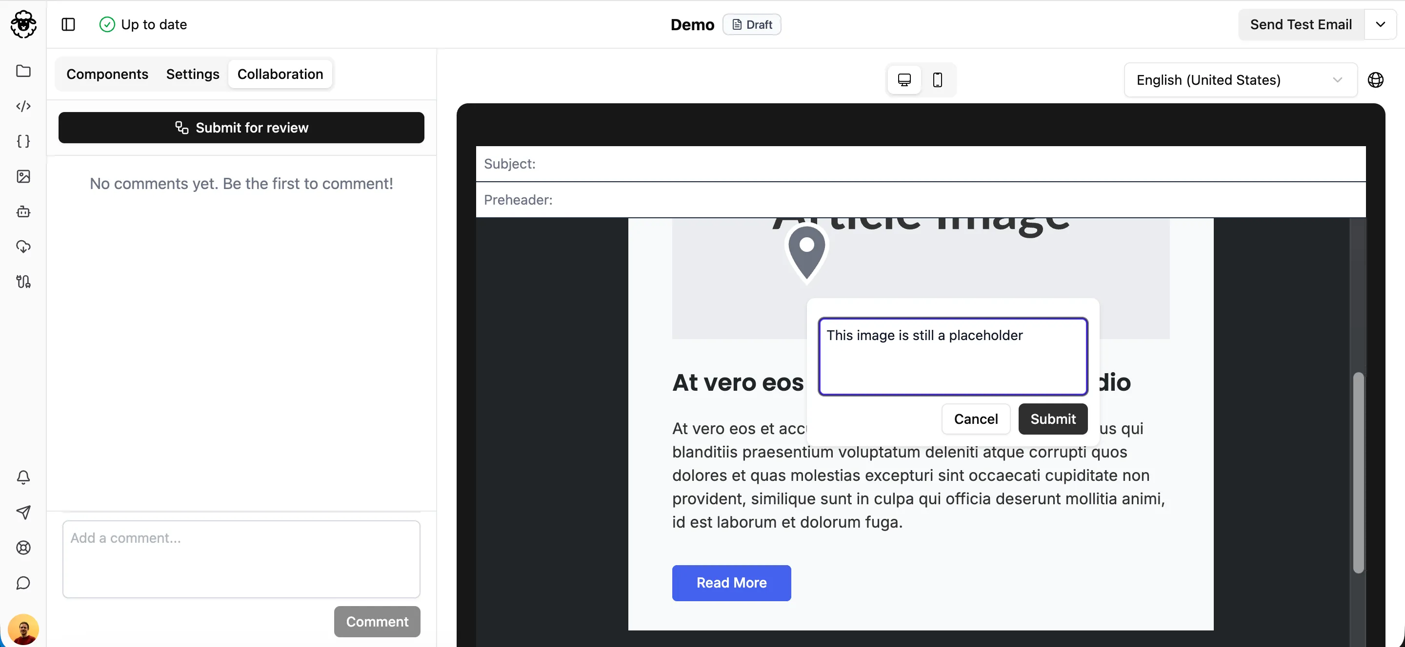 Pin comment on canvas with sidebar highlight