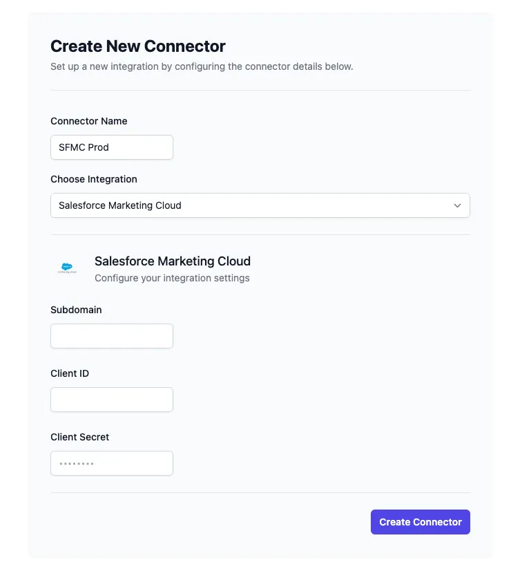 Salesforce Marketing Cloud Connector Setup