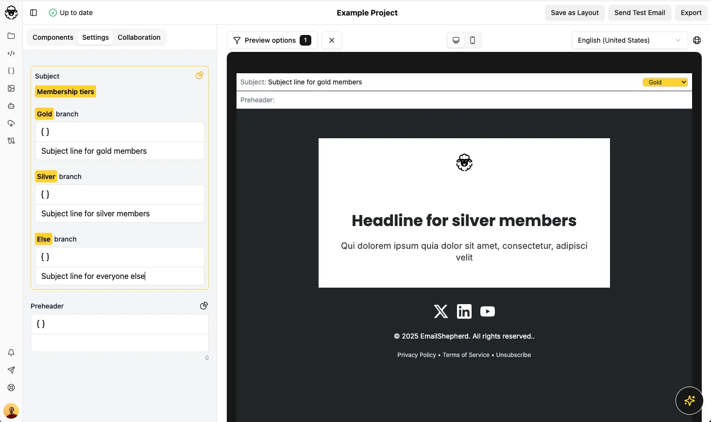 Subject conditional branches